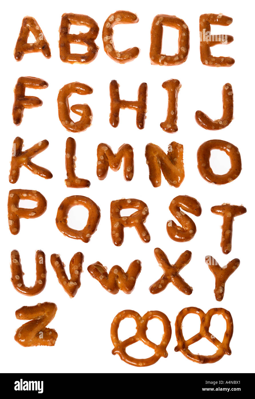 Alphabet font de bretzel Banque D'Images