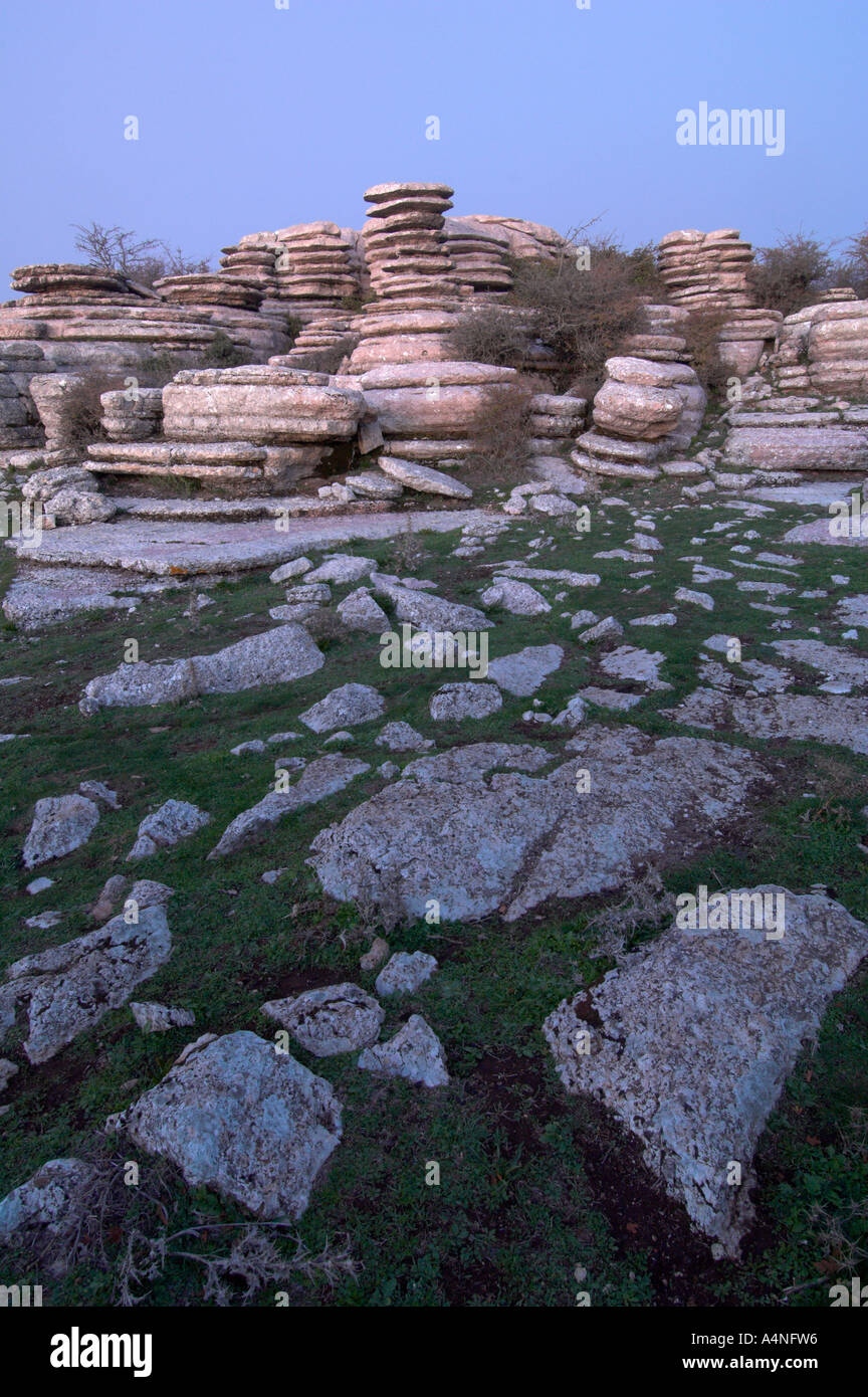 Zone d'intérêt géologique du Torcal de Antequera Málaga Espagne El Tornillo la vis Banque D'Images