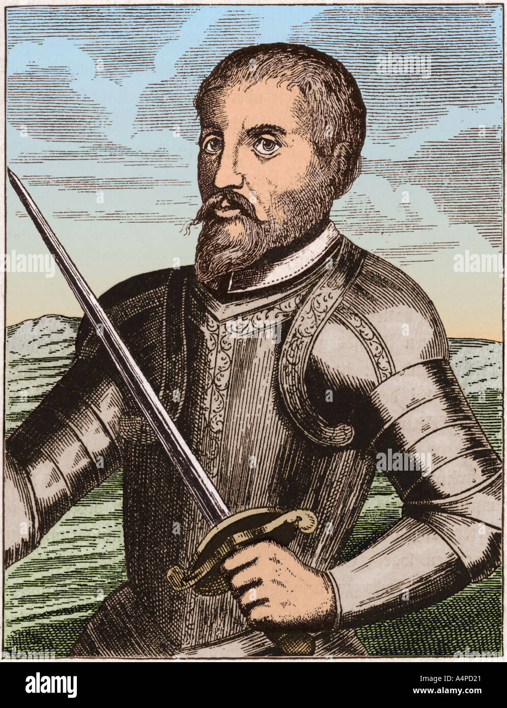 Portrait de l'explorateur espagnol Hernando de Soto. Banque D'Images