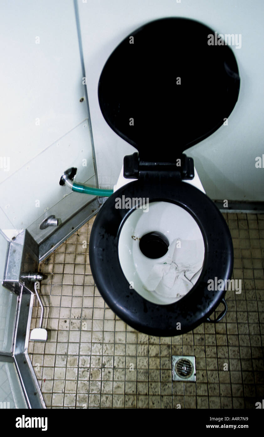 Toilettes à bord d'un train en République Tchèque Banque D'Images