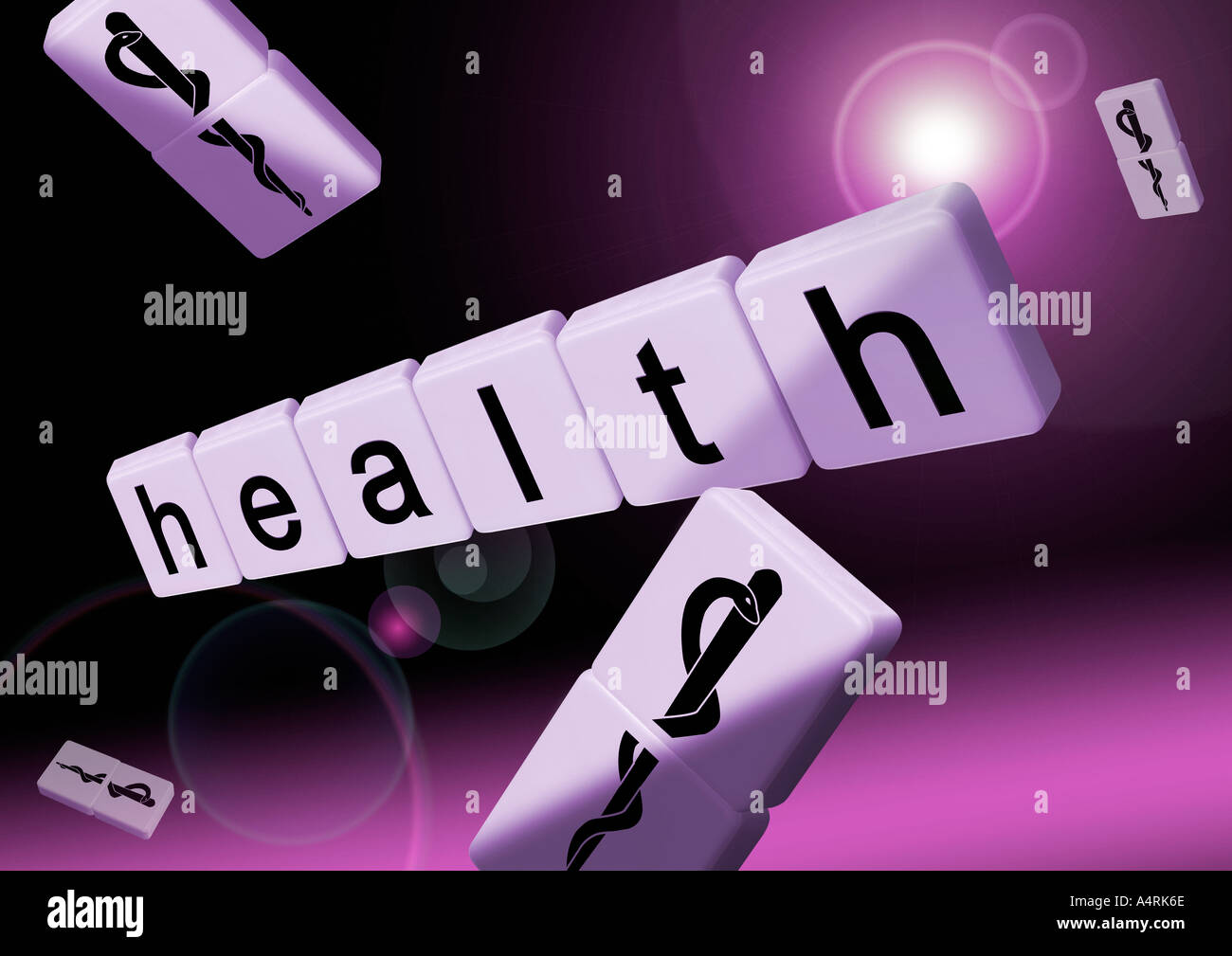 Santé santé Aesculapstab Schriftzug mit en lettres et aesculap avec caducée Banque D'Images