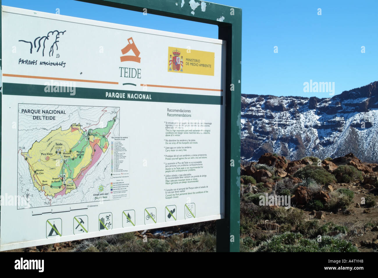Site inscrivez-directionnelle Parc National de Teide Tenerife Espagne guide d'informations instructives à façon Banque D'Images