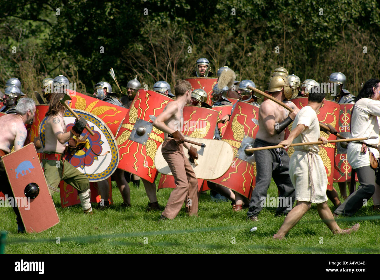 La promulgation d'Boudiccas Dernière bataille contre l'armée romaine impériale Banque D'Images