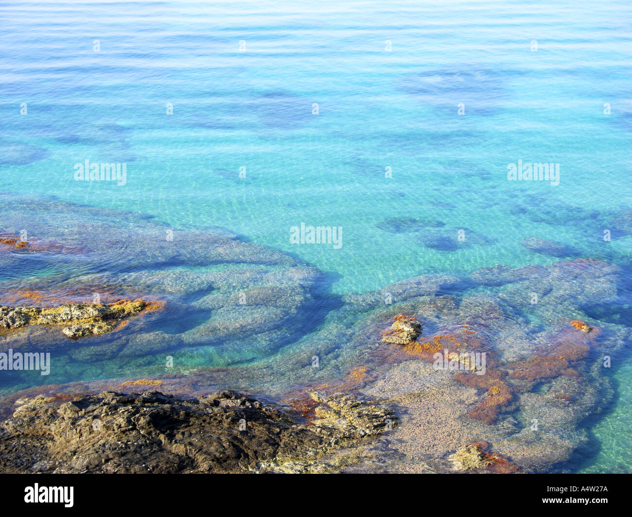 COTE D Azur Sud France Méditerranée côte à La Croix Valmer, près de ST TROPEZ l'eau blue sea rock riff falaise au bord de l'eau de rocher Banque D'Images