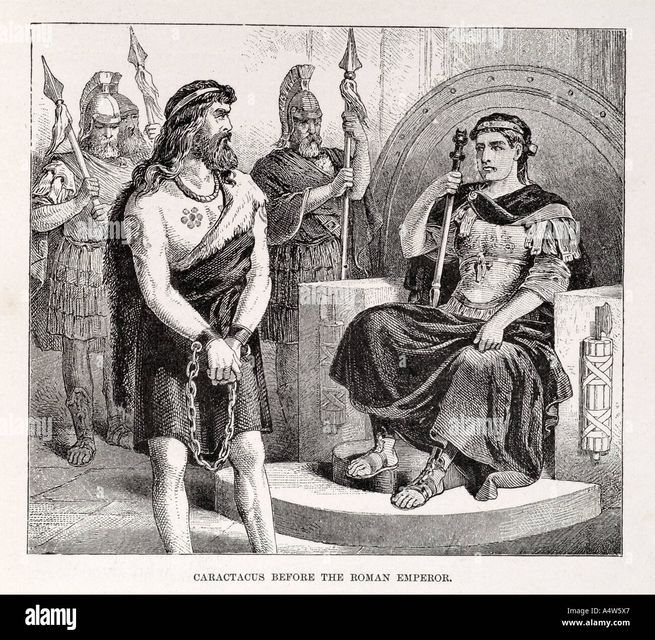 Caracatus celt celtique païenne en chef britannique warrior prince royal capturé rome manille empereur romain Cunobelinus galles beard capti Banque D'Images