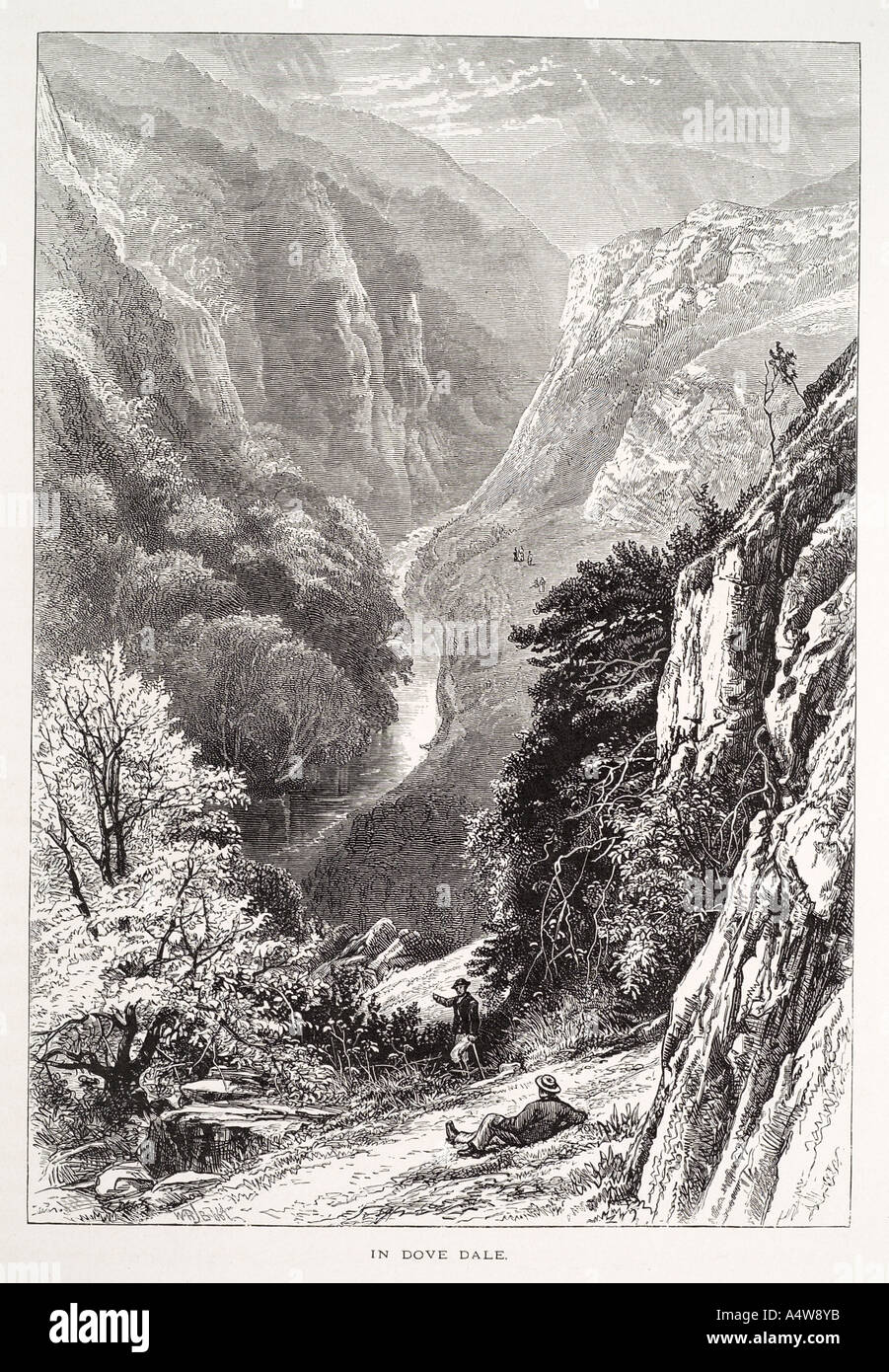 Dove dale Derbyshire cliff précipice valley river pierre eau milieu naturel Géologie haut arbre travel UK GB Great Britain U Banque D'Images