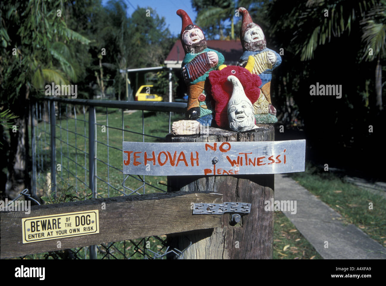 LE TÉMOIN DE JÉHOVAH NE VOULAIT pas signer sur une maison à Byron Bay, en Australie Banque D'Images