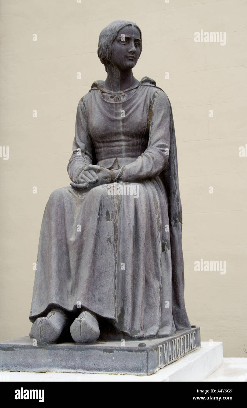 Statue de Henry Wadsworth Longfellow Evangeline s st Martinville LA USA Banque D'Images