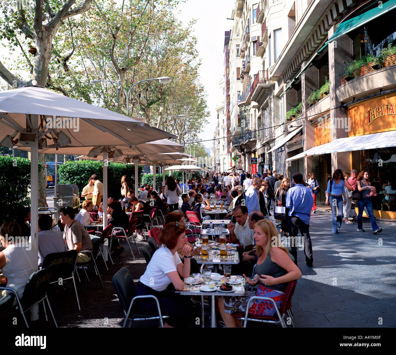Scène de rue de Barcelone,Espagne cafe Banque D'Images