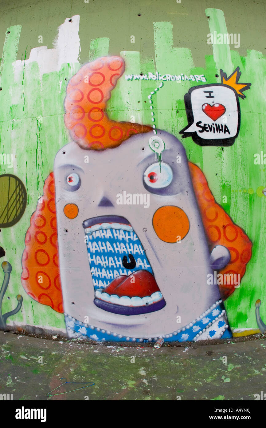 Rire de graffitis dans une banlieue de Séville Banque D'Images