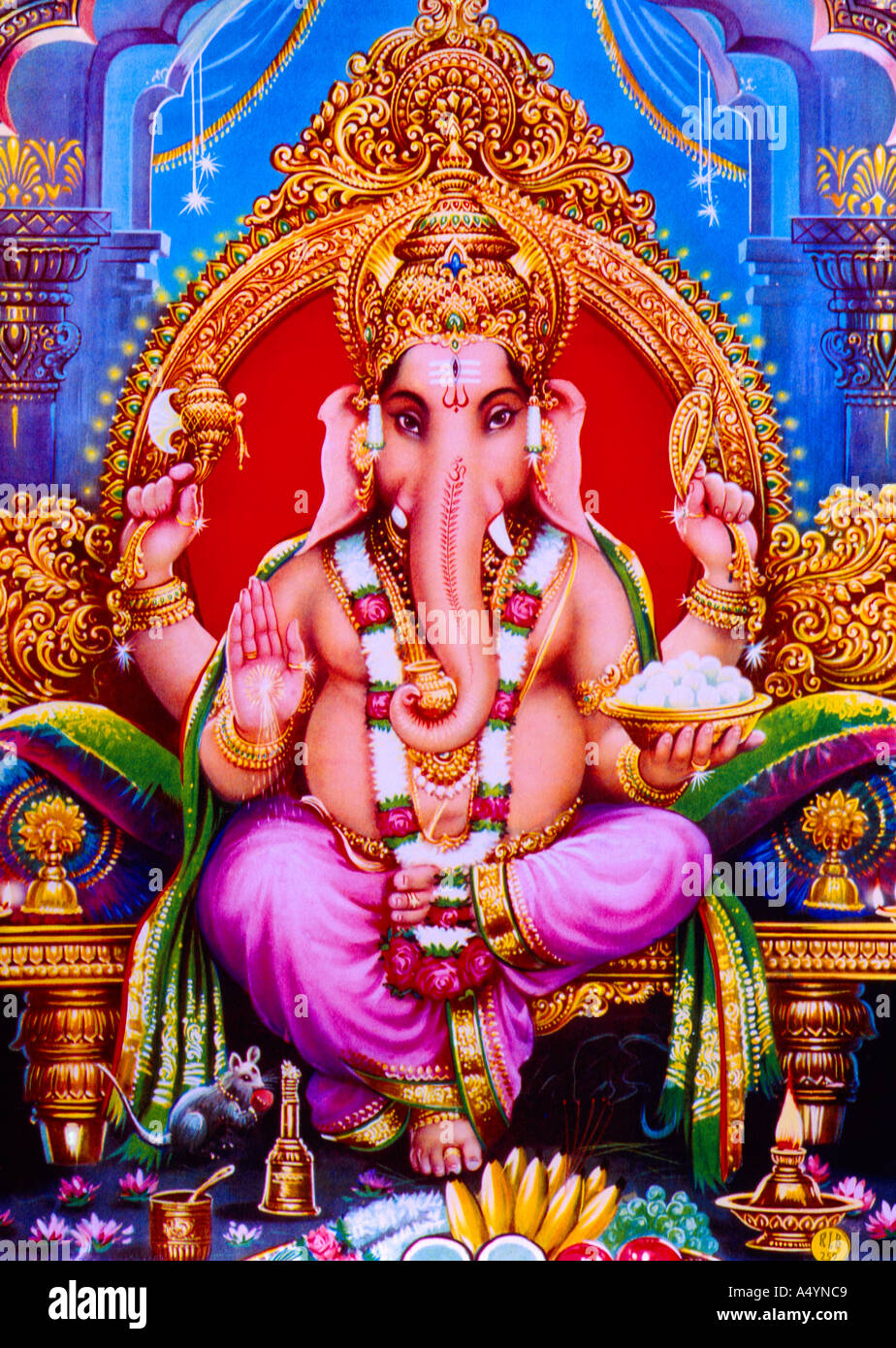 Le Dieu Ganesh Dieu de la sagesse hindoue Good Beginnings symbole de chance richesse Banque D'Images