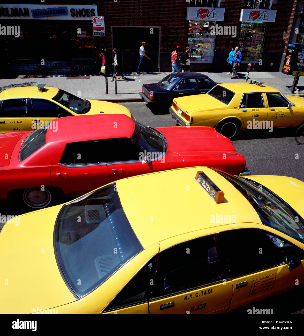 Taxis jaunes, New York, USA Banque D'Images