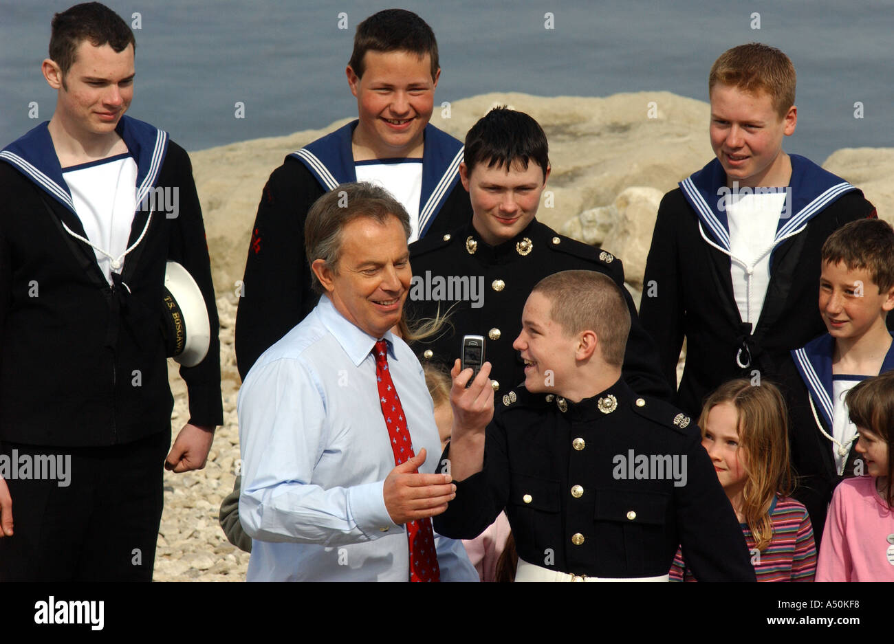Tony Blair au cours de la campagne électorale de 2005 Banque D'Images