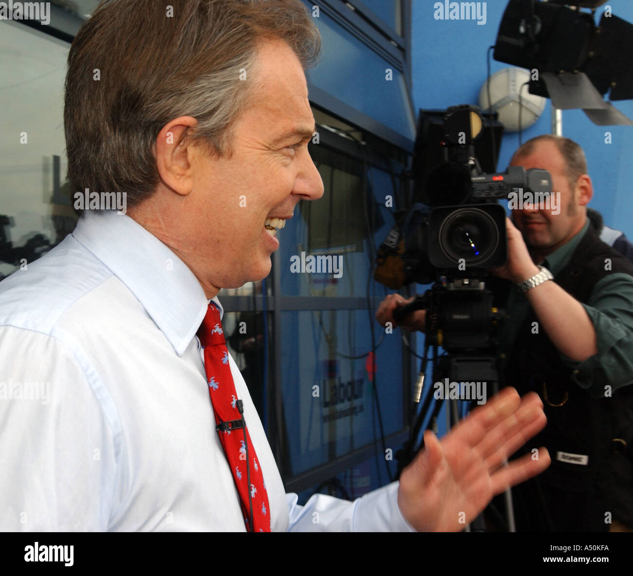 Tony Blair au cours de la campagne électorale de 2005 Banque D'Images