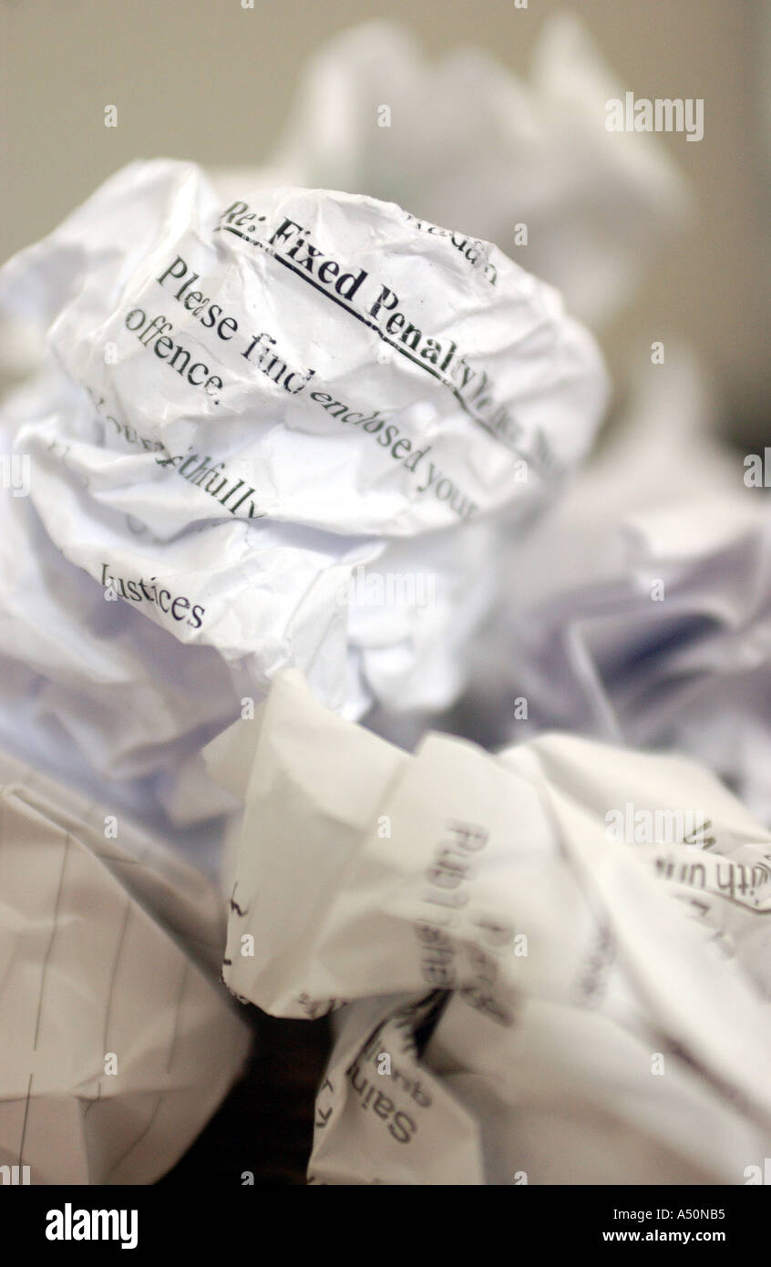 Avis de sanction fixe rejetées Banque D'Images