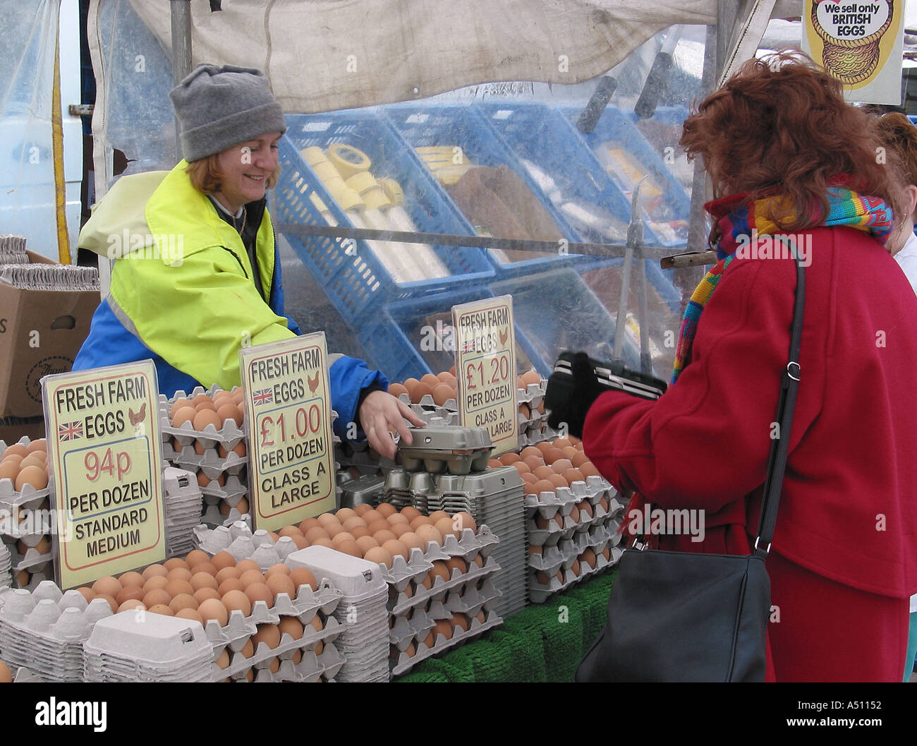 Vendeur d'oeufs street market 2002 Banque D'Images