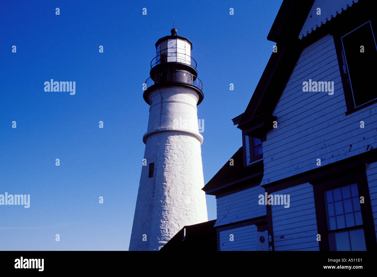 Le Portland Head Lighthouse Ft Williams Park Cape Elizabeth Maine USA ici Longfellow a écrit son célèbre poème Le Phare Banque D'Images
