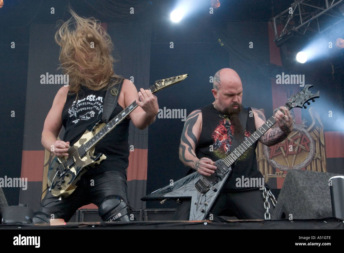 Le groupe de heavy metal Slayer en live au Download festival 2005 Photo  Stock - Alamy