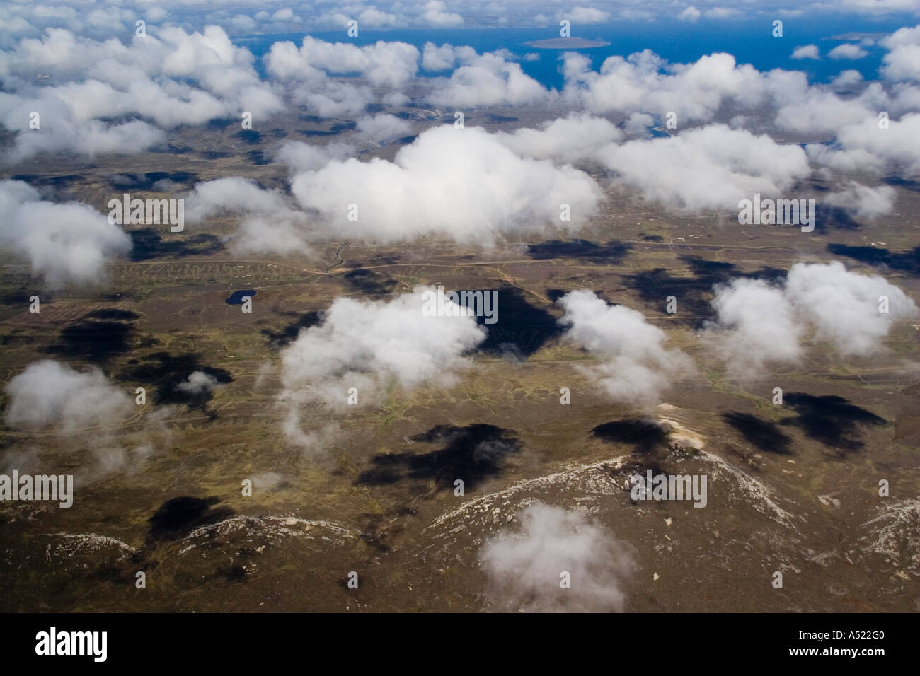 Cumulus humilis nuages sur les îles Falkland Banque D'Images