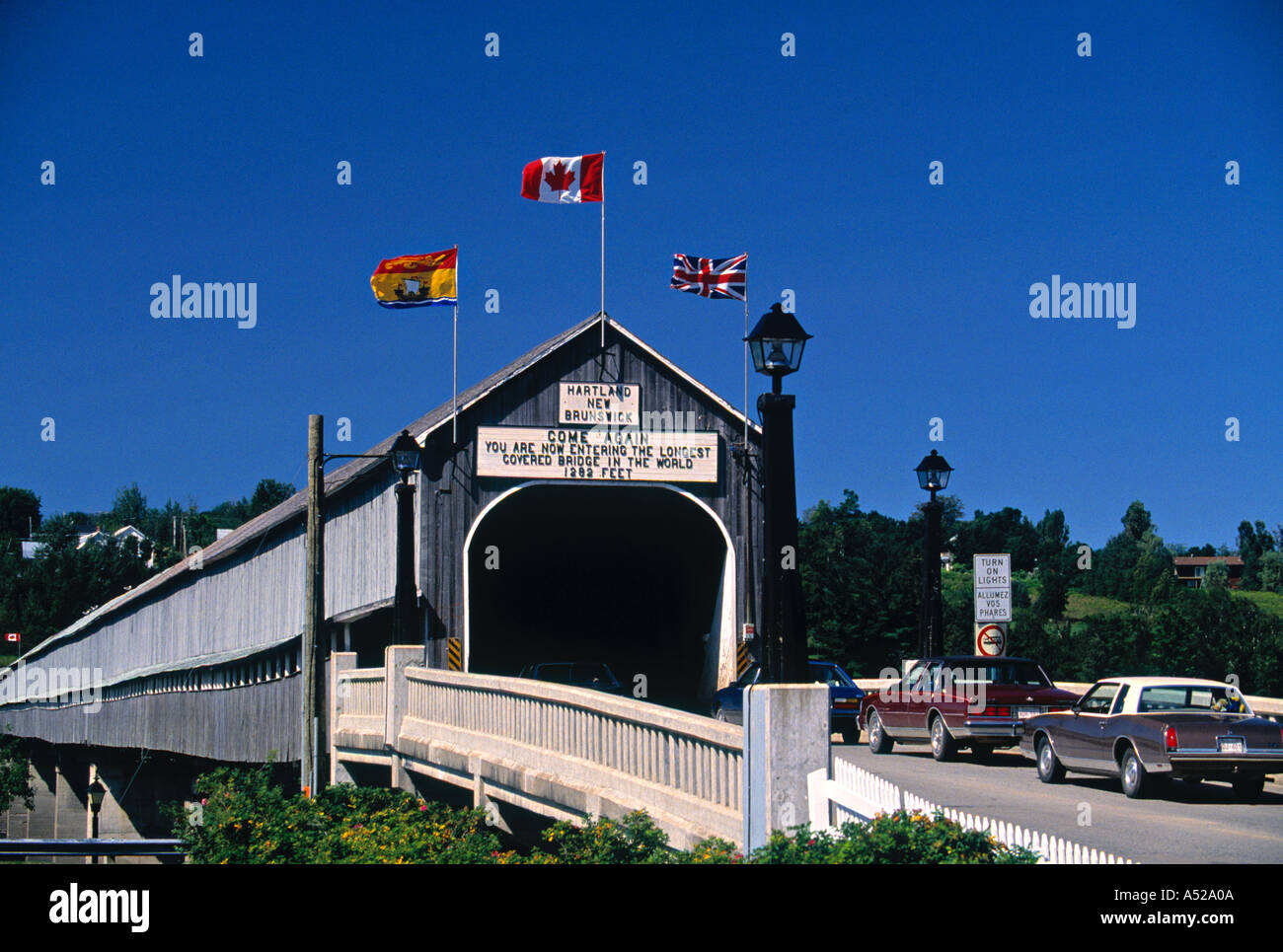 Bois le plus long du monde, le pont couvert de Hartland, au Nouveau-Brunswick, Canada Banque D'Images