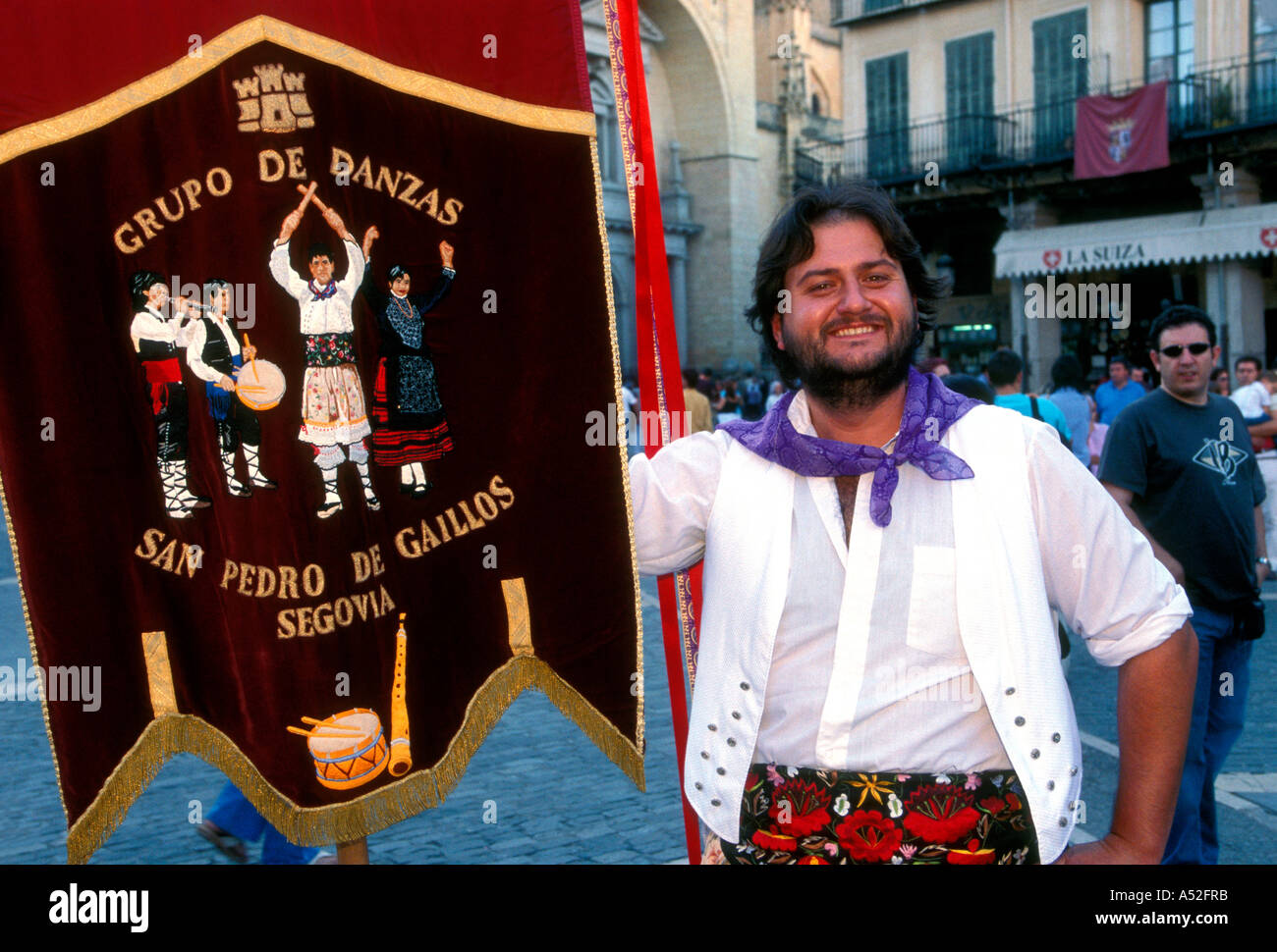 1, l'un espagnol, espagnol, homme, homme adulte, festival, plaza mayor, capital city, segovia, Ségovie, province de Castille et León, Espagne, Europe Banque D'Images