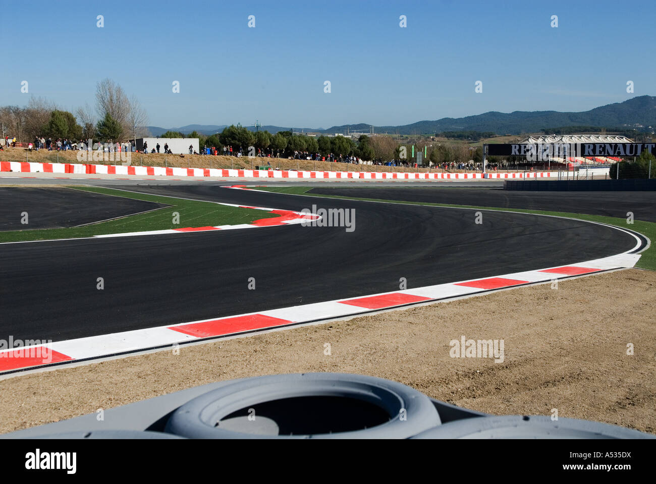 Nouvelle courbe en S avec des coins 14 et 15 dans le circuit de Catalunya racetrack, Février 2007 Banque D'Images