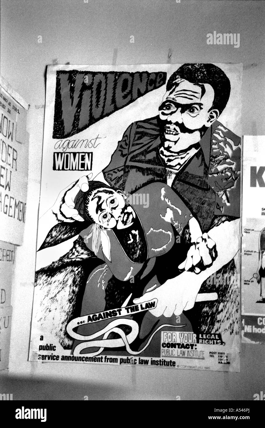 Painet hm1762 noir et blanc contre la violence contre les femmes poster kenya au pays en développement, de pays moins développés économiquement Banque D'Images