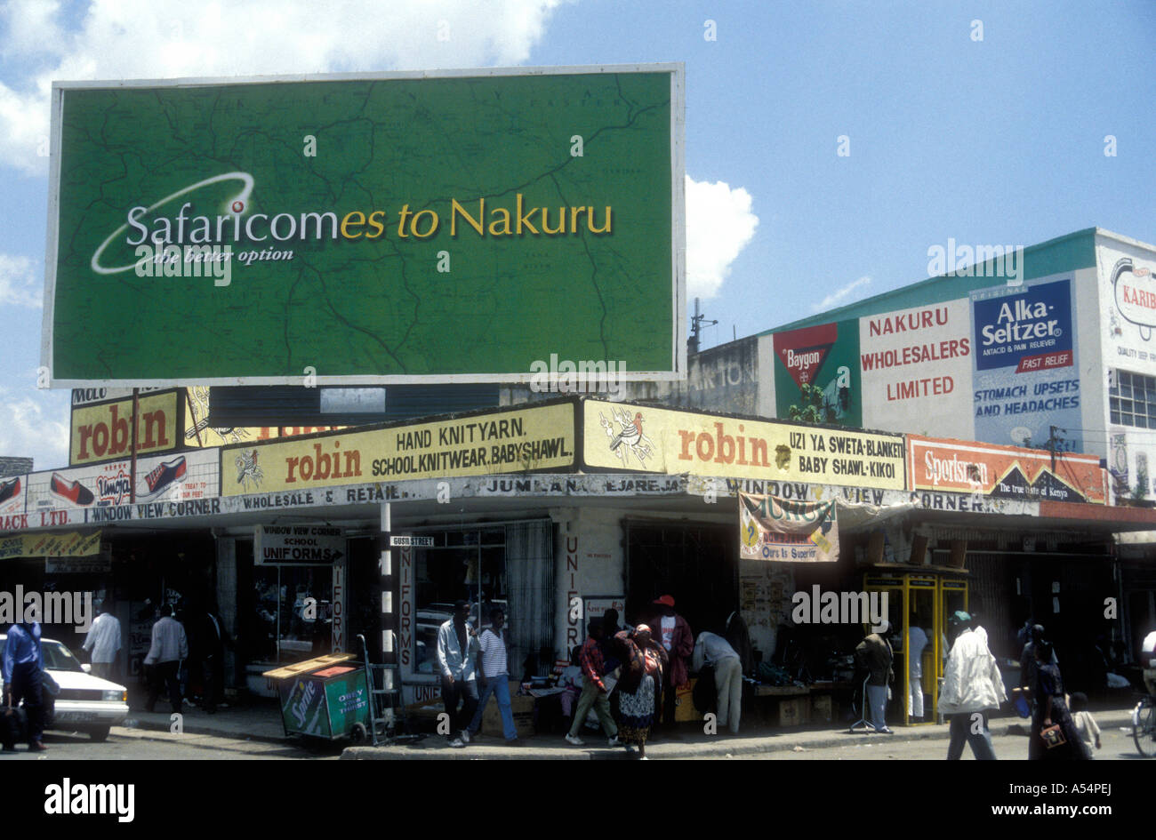 Une rue animée de la ville de Nakuru Kenya Afrique de l'Est Banque D'Images