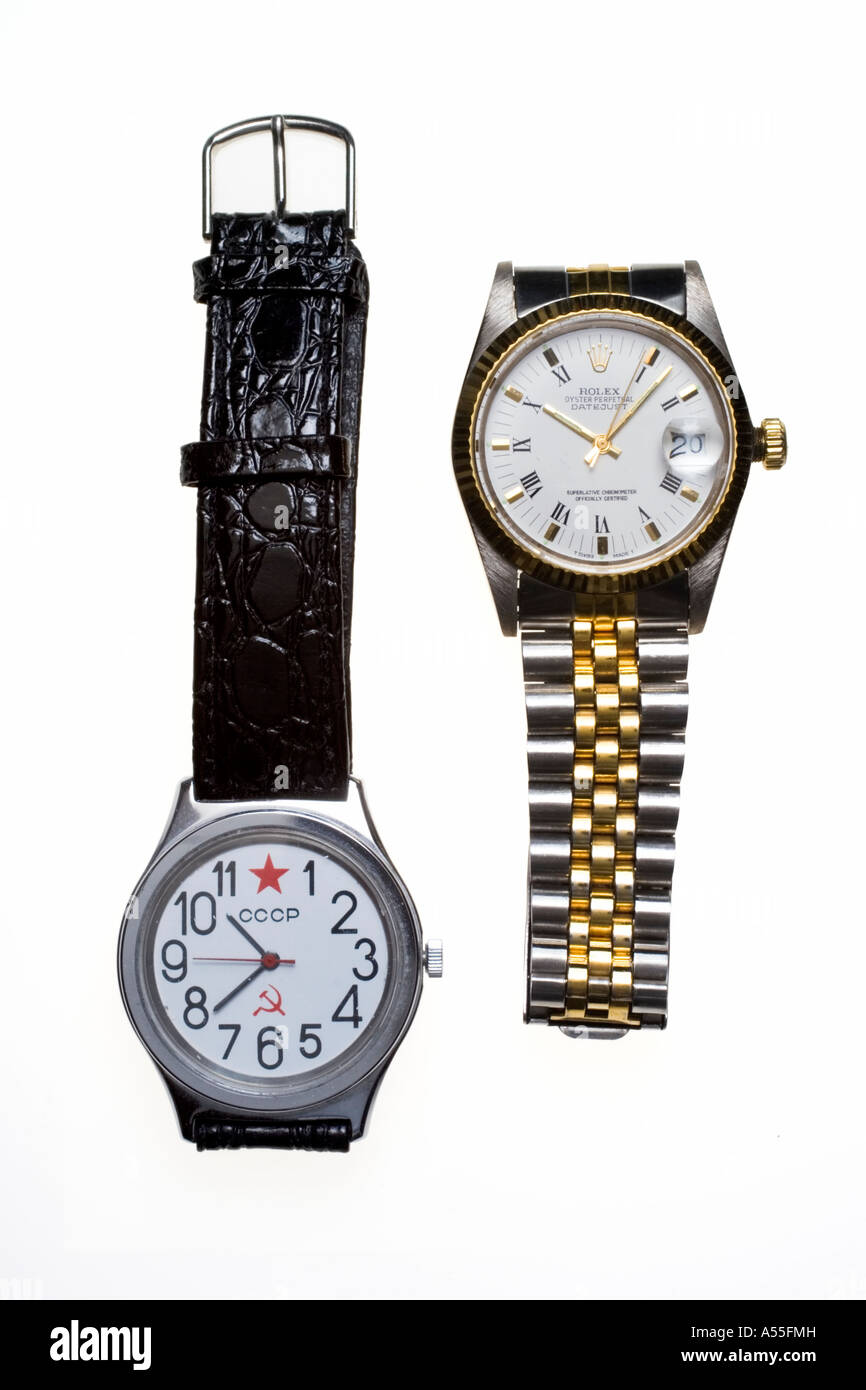 Fake Rolex et montre-bracelet moderne russe Photo Stock - Alamy