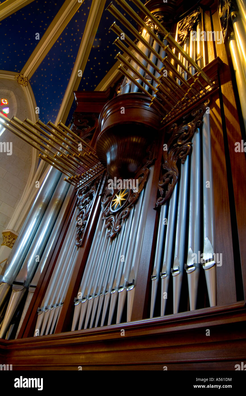 Tuyau d'orgue à tuyaux principales banques avec trompettes Banque D'Images