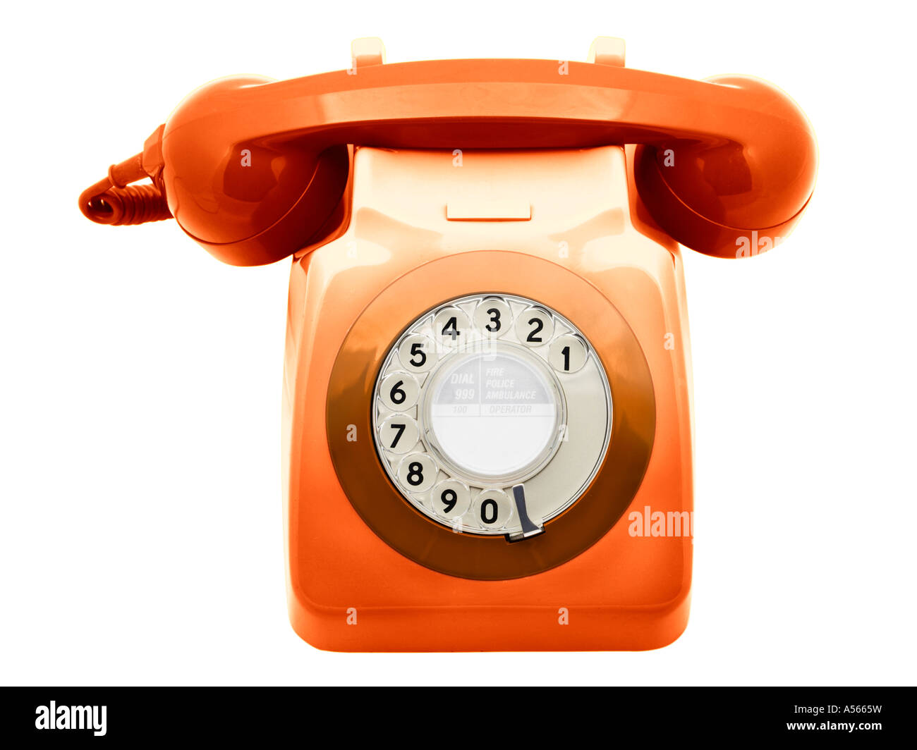 Années 70 rétro orange Téléphone Banque D'Images