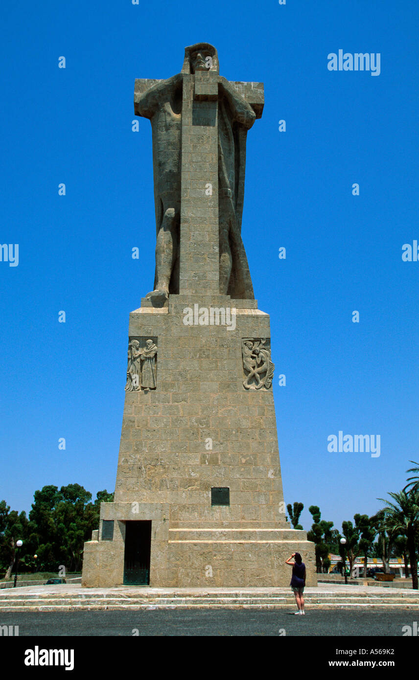 La ville de Huelva statue Kolumbus Monumento de Colon - Costa de la Luz Andalousie Espagne Huelva Province Banque D'Images