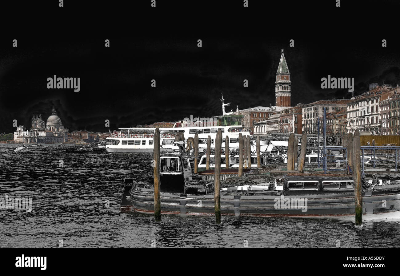 Scène au bord de Moody à Venise. Banque D'Images