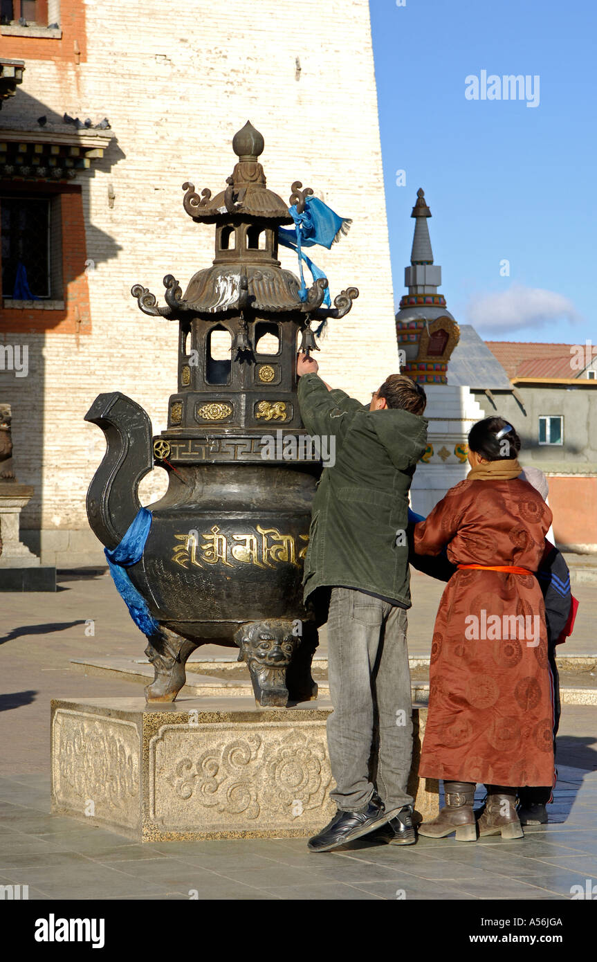 De l'offertoire du monastère de Gandan Ulaan-Baatar Mongolie Banque D'Images