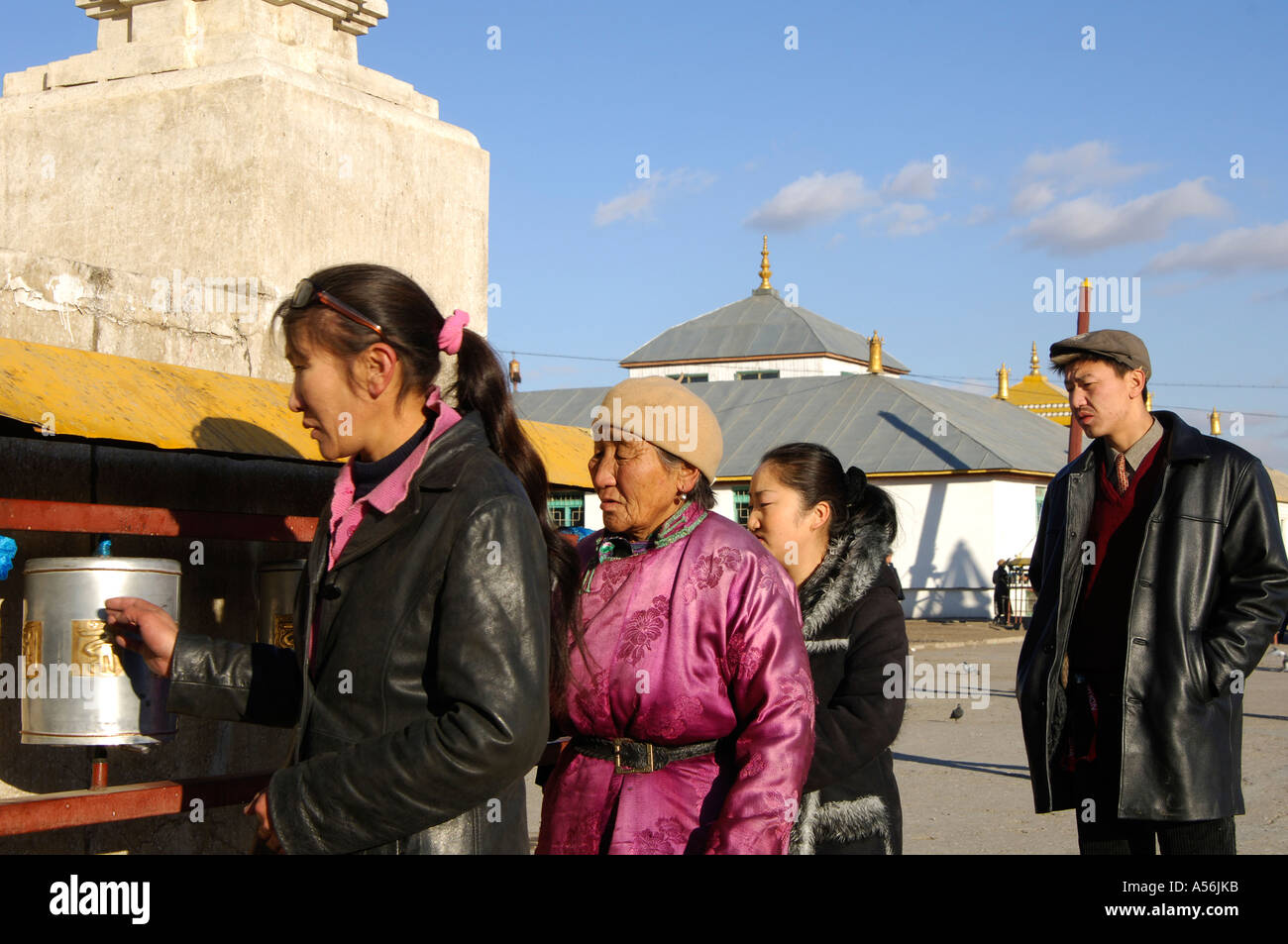 Au moulin de prière monastère de Gandan Ulaan-Baatar Mongolie Banque D'Images