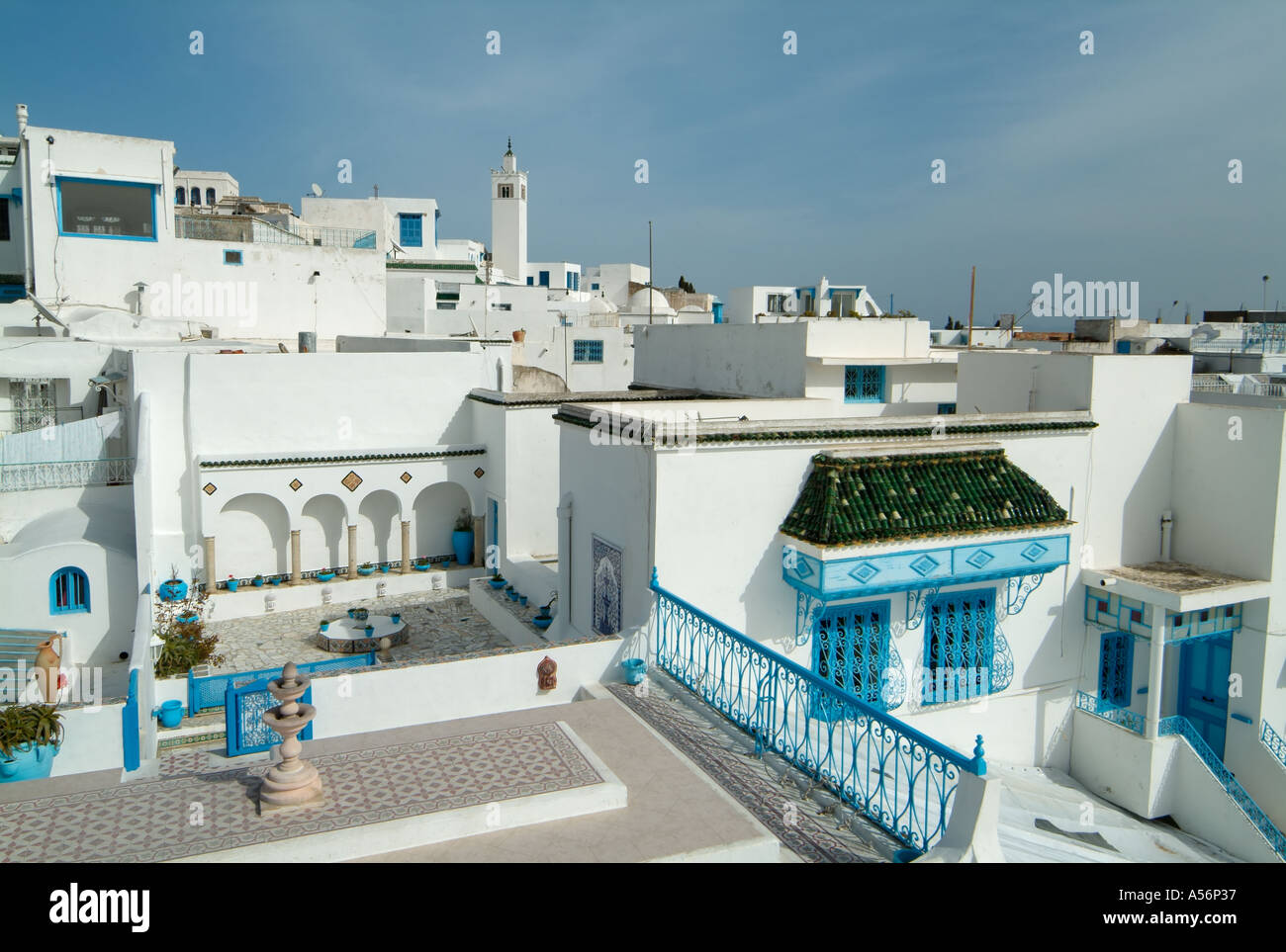 Sidi Bou Saïd, près de Tunis, Tunisie Banque D'Images