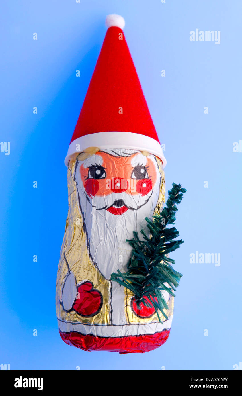 Chocolat de Noël avec le Père Noël qui ressemble à l'enrubanneuse Banque D'Images