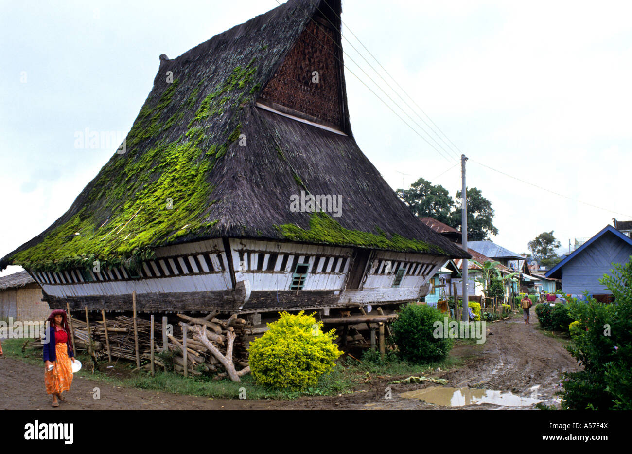 Long House Batak Barusjahe village de Karo Regency. (Toba,Karo,Simalungun,Pak Pak, Mandliing, Angkola)tribus Batak,Lac Toba,Sumatra,Indonésie) Banque D'Images