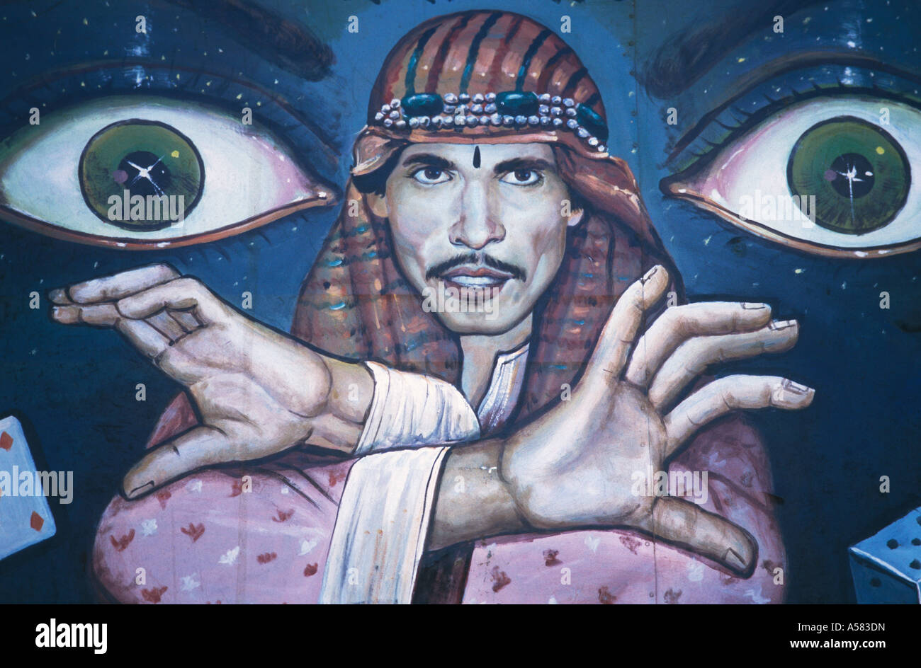 La publicité d'un circus ( magicien ) lors de Pushkar Mela, Pushkar, Rajasthan, India Banque D'Images