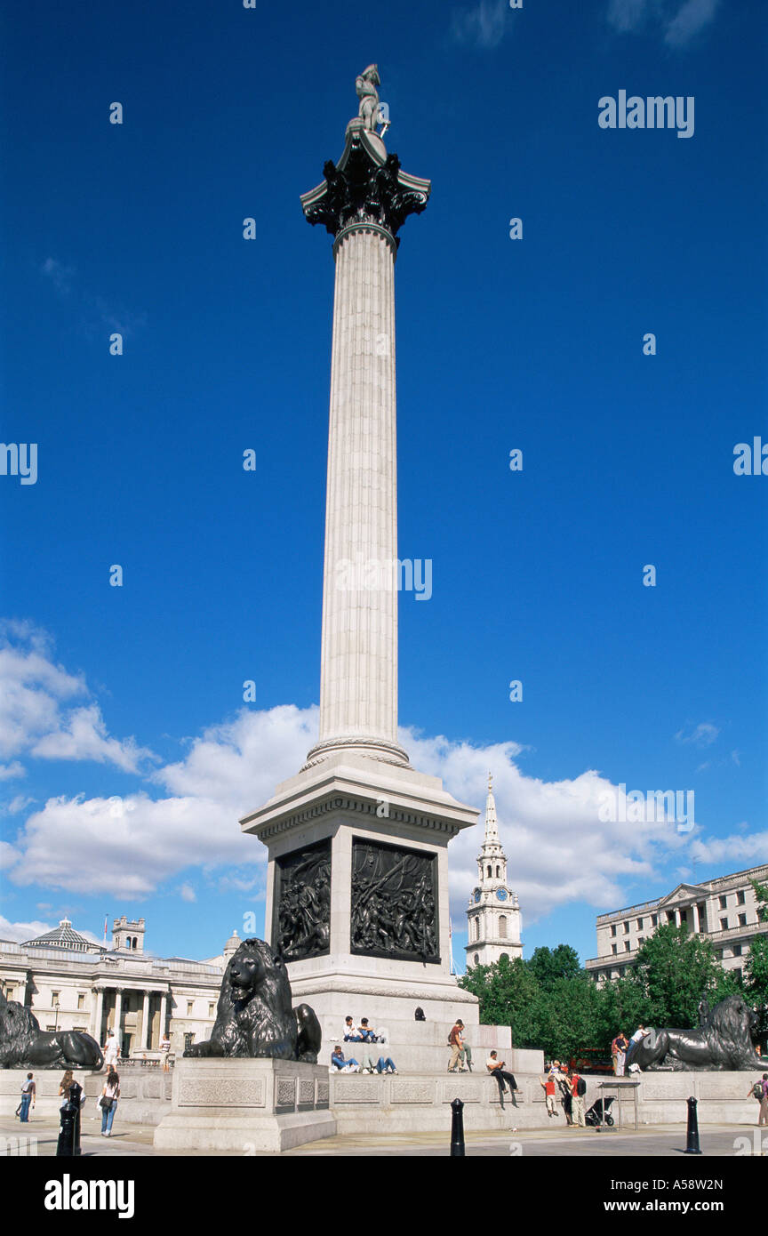 L'Angleterre, Londres, Trafalgar Square, Nelsons Column Banque D'Images