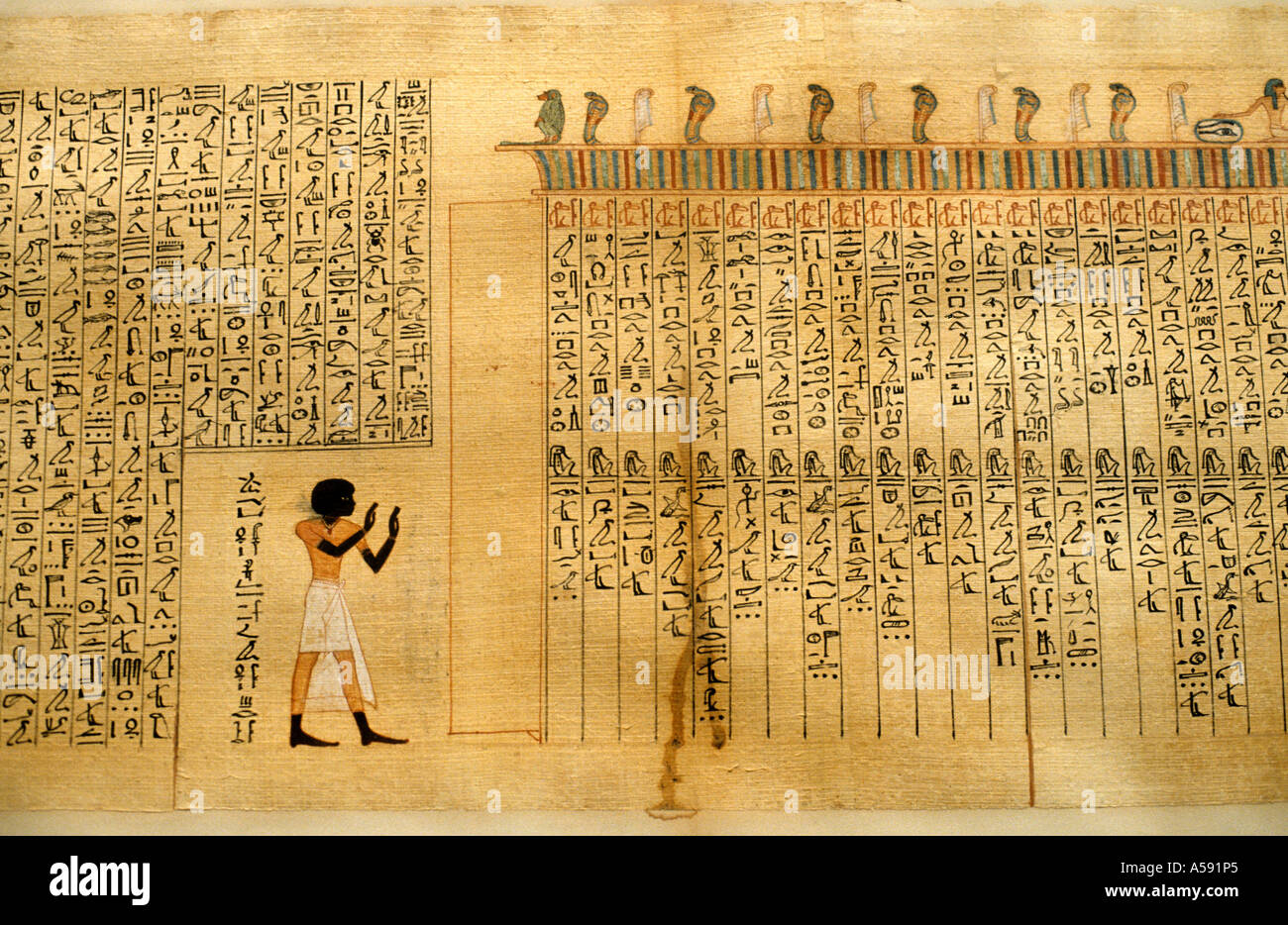 L'Antiquité Papyrus Pharaon Art Peinture Peinture hiéroglyphes hiéroglyphes hiéroglyphe Banque D'Images