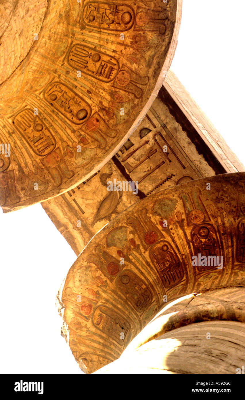 Luxor Thebes hiéroglyphe égyptien hiéroglyphique dessins heroglyphs Banque D'Images