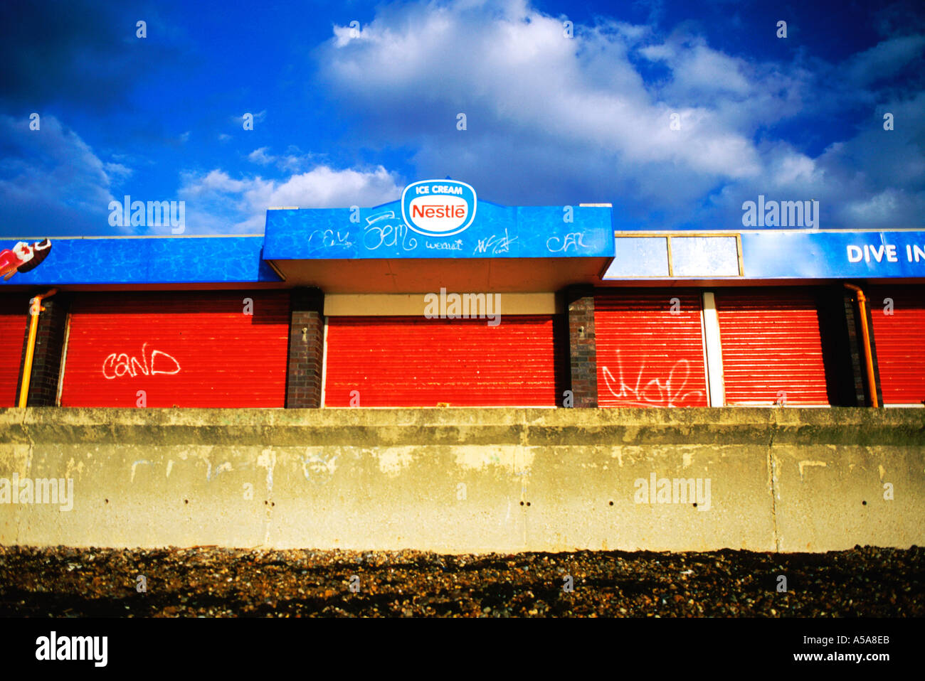 Fermé pour l'hiver en Angleterre Southsea Cafe Banque D'Images