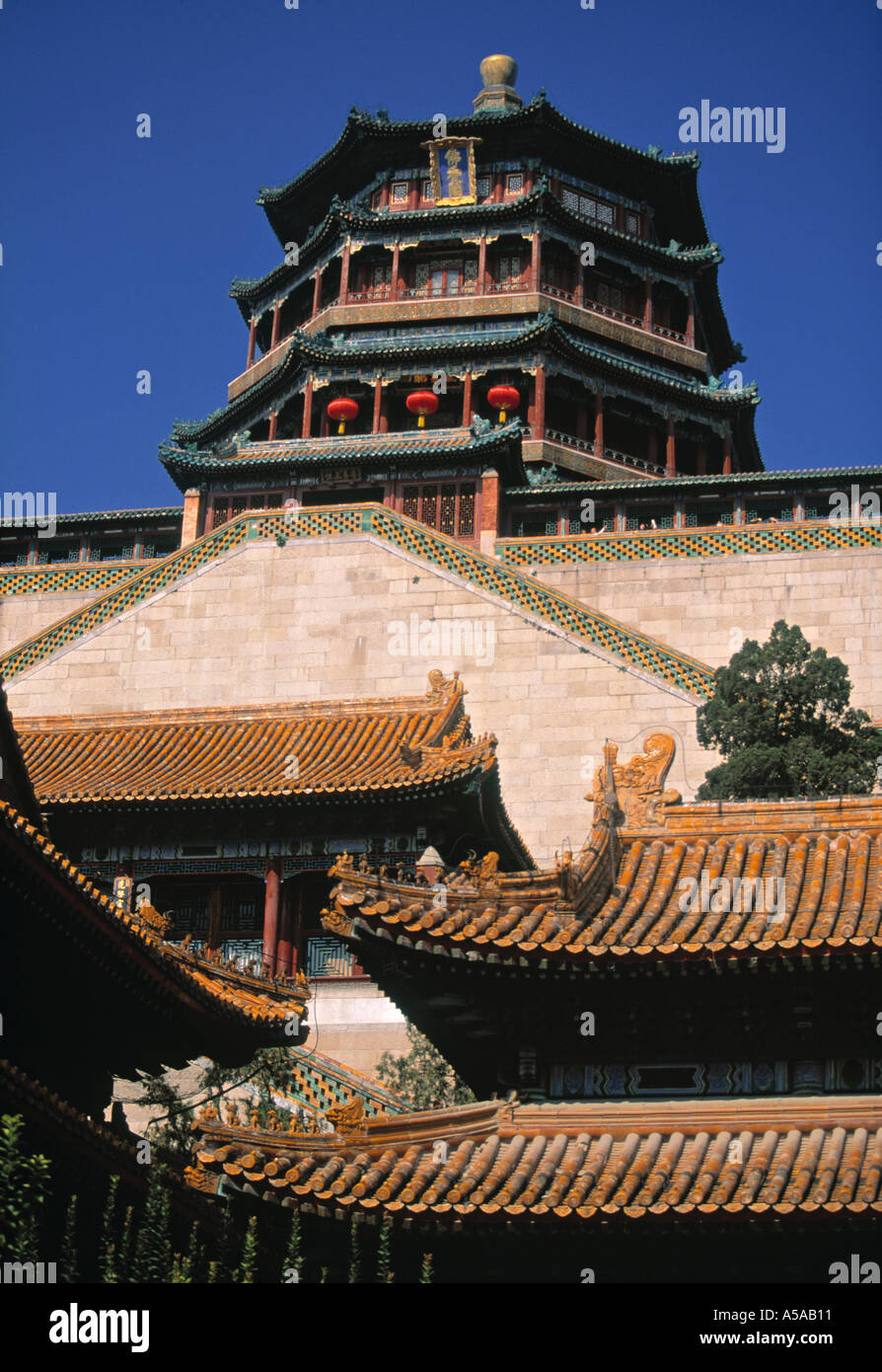 La Vertu bouddhiste Temple, Palais d'été, Pékin, Chine Banque D'Images