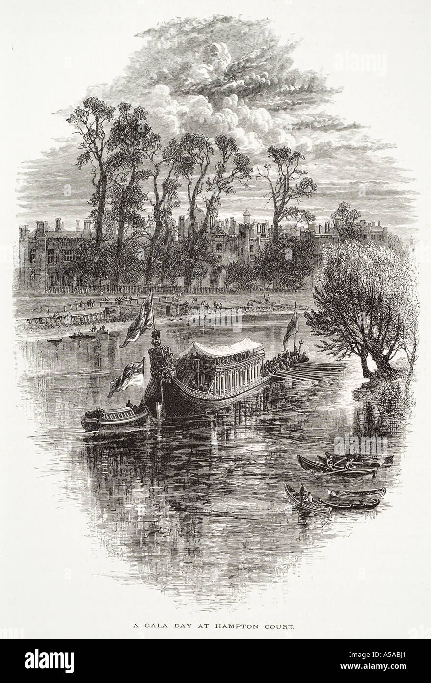 Hampton court événement tamise barge royale palace Middlesex arbre surrey aviron GO UK United Kingdom Grande-bretagne Banque D'Images