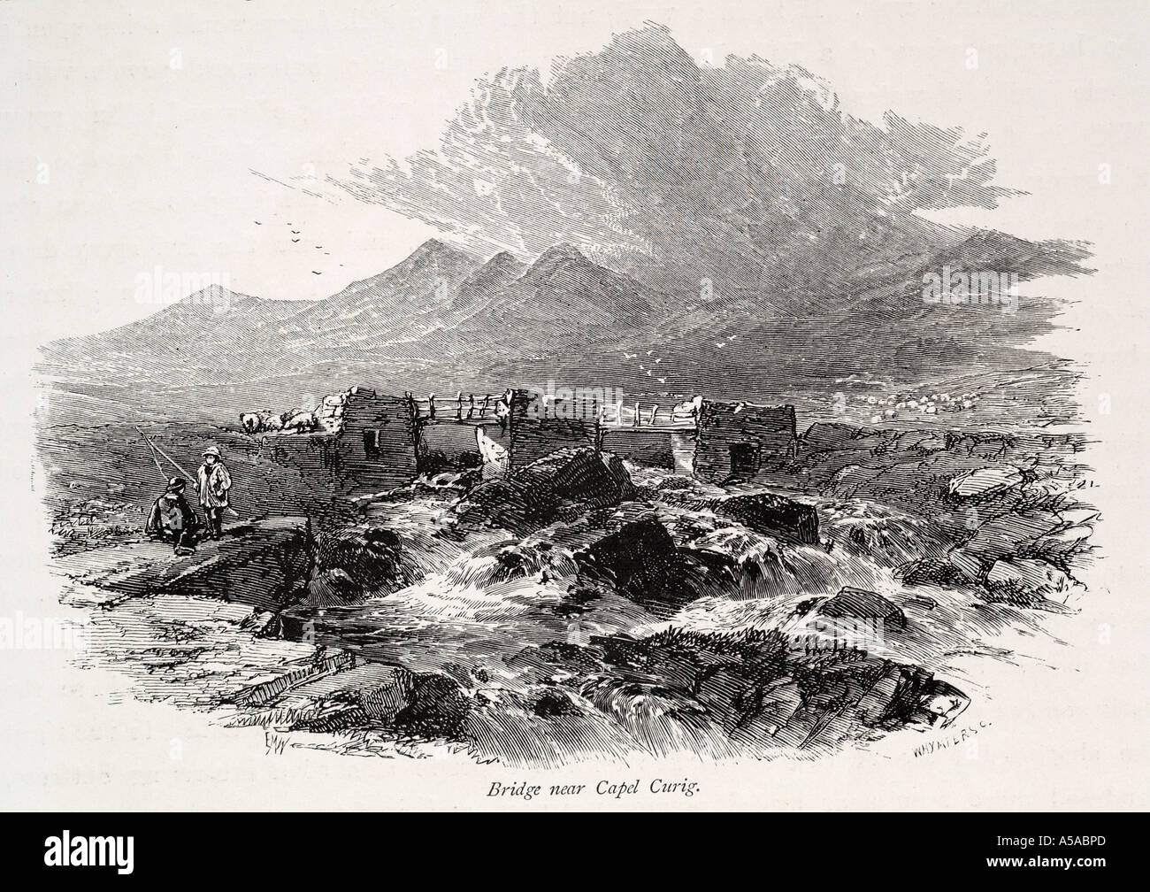 Snowdonia Llynnau Mymbyr Snowdon Mountain National Park Cymru Wales UK GB Grande-bretagne Royaume-uni river stone rock torrent Banque D'Images