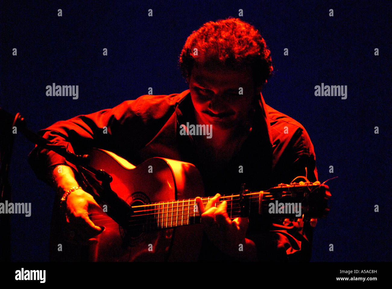 Guitariste dans le Festival de Flamenco 07 au Sadlers Wells Theatre London Banque D'Images