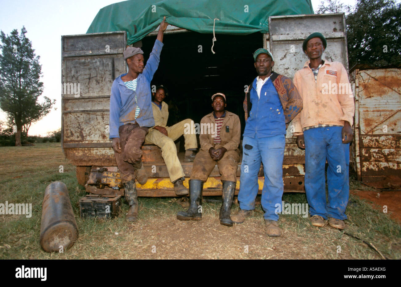 Une vue sur les conditions de vie des mineurs de diamants en Afrique du Sud Banque D'Images