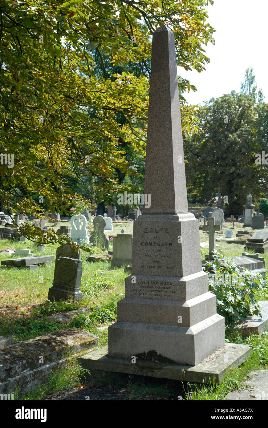 Tombe de Michael William Balfe (1808-1870) compositeur et chanteur irlandais à Kensal Green Cemetery Londres Banque D'Images