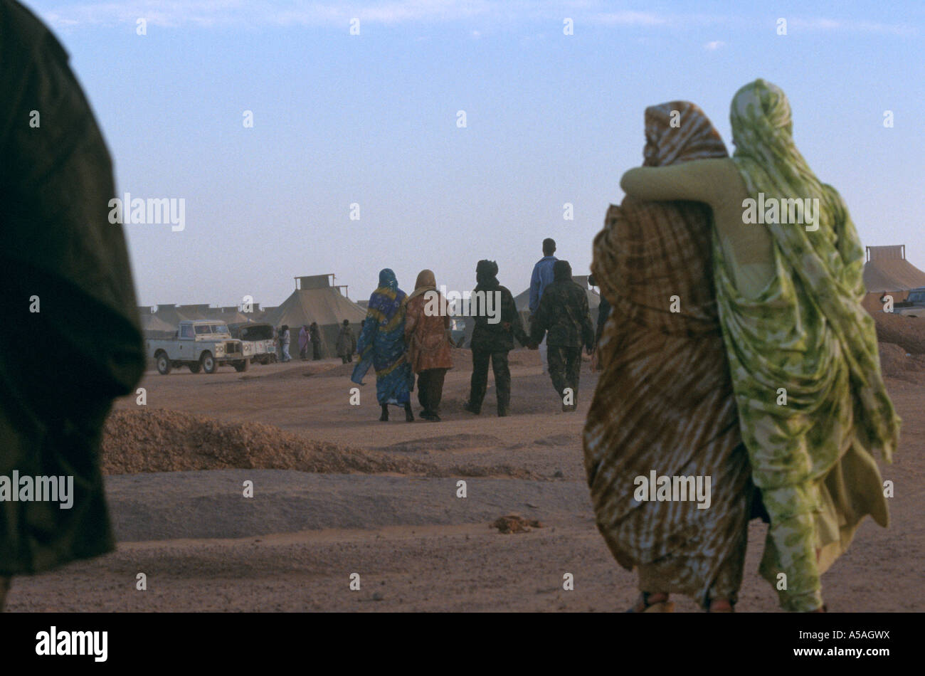 Un camp de réfugiés sahraouis de Tindouf en Algérie de l'Ouest Banque D'Images